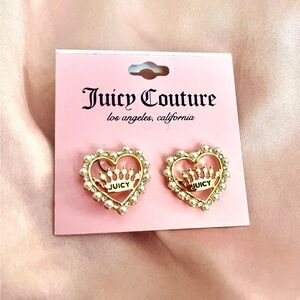 Juicy Couture Gold Heart Earrings with Pearls